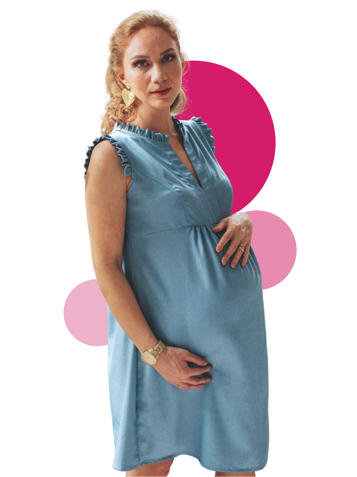Bloomy Maternity - Vestido Materno Denim en Ecuador modelo Bluebell